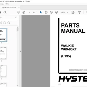 Hyster Walkie W60-80XT (E135) Parts Manual - PDF DOWNLOAD
