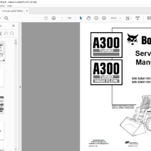 2006 Bobcat A300 Turbo A300 Turbo High Flow Skid Steer Loader Service Manual - PDF DOWNLOAD