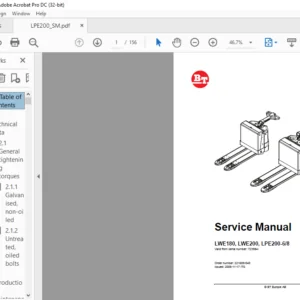 BT LWE180 LWE200 LPE200-6 8 Service Manual 221609-040 - PDF DOWNLOAD