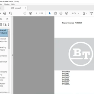 BT SWE140S SWE145 SWE145L SWE160 SWE160L SWE200 SWE200L Repair Manual 7590354 - PDF DOWNLOAD