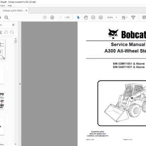 Bobcat A300 All-Wheel Steer Service Manual - PDF DOWNLOAD