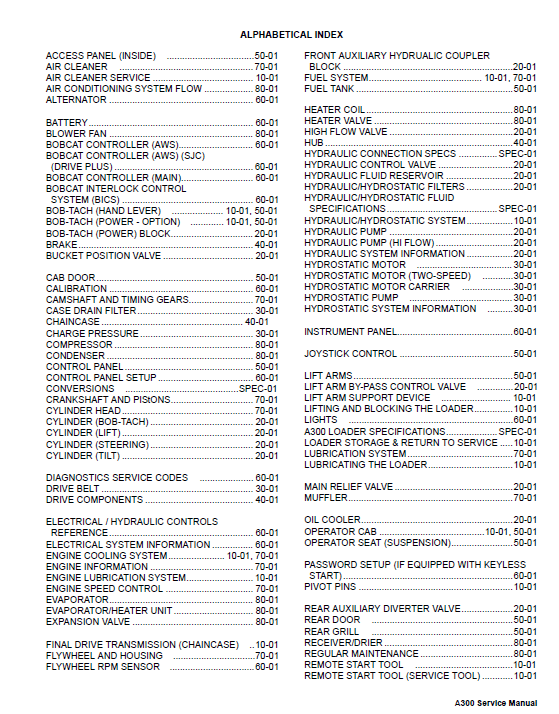 Bobcat A300 All-Wheel Steer Service Manual - PDF DOWNLOAD ...