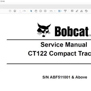Bobcat CT122 Compact Tractor Service Manual - PDF DOWNLOAD