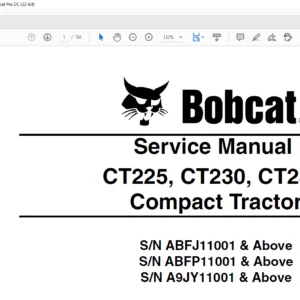 Bobcat CT225 CT230 CT235 Compact Tractor Service Manual - PDF DOWNLOAD