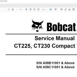 Bobcat CT225, CT230 Compact Tractor Service Manual - PDF DOWNLOAD