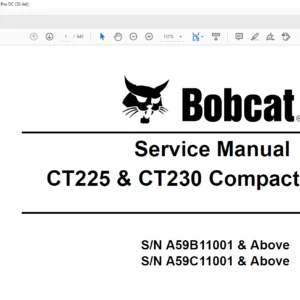 Bobcat CT225 & CT230 Compact Tractor Service Manual - PDF DOWNLOAD