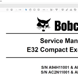 Bobcat E32 Compact Excavator Service Manual - PDF DOWNLOAD