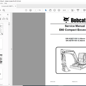 Bobcat E60 Compact Excavator Service Manual - PDF DOWNLOAD