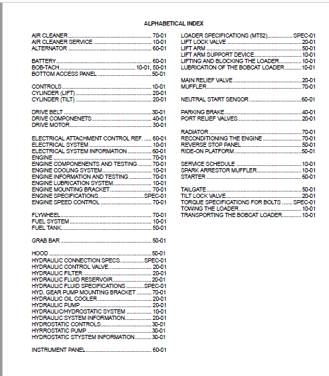 Bobcat MT52 Mini Track Loader Service Manual - PDF DOWNLOAD