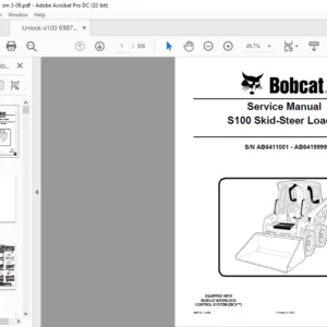 Bobcat S100 Skid-Steer Loader Service Manual 6987131 (3-09) - PDF DOWNLOAD