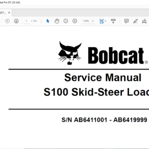 Bobcat S100 Skid-Steer Loader Service Manual 6987131 (4-11) - PDF DOWNLOAD