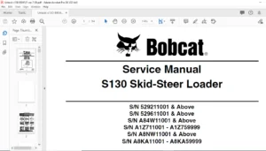 Bobcat S130 Skid-Steer Loader Service Manual - PDF DOWNLOAD