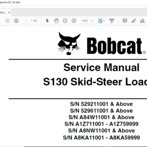 Bobcat S130 Skid-Steer Loader Service Manual - PDF DOWNLOAD