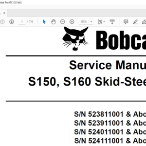 Bobcat S150, S160 Skid-Steer Loader Service Manual - PDF DOWNLOAD