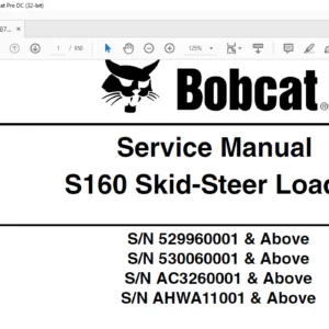 Bobcat S160 Skid-Steer Loader Service Manual 6987034 (9-09) - PDF DOWNLOAD