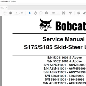Bobcat S175 S185 Skid-Steer Loader Service Manual 6904132 (7-09) - PDF DOWNLOAD