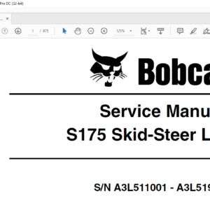 Bobcat S175 Skid-Steer Loader Service Manual 6986567 (7-09) - PDF DOWNLOAD