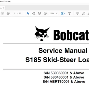 Bobcat S185 Skid-Steer Loader Service Manual 6987036 (8-09) - PDF DOWNLOAD