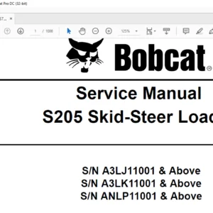 Bobcat S205 Skid-Steer Loader Service Manual 6987050 (2-11) - PDF DOWNLOAD