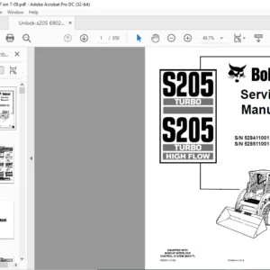 Bobcat S205 Turbo S205 Turbo High Flow Operation & Maintenance Manual - PDF DOWNLOAD