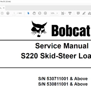 Bobcat S220 Skid-Steer Loader Service Manual 6904154 (3-09) - PDF DOWNLOAD