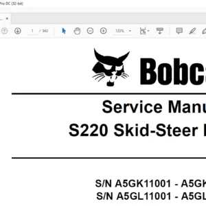 Bobcat S220 Skid-Steer Loader Service Manual 6986679 (3-09) - PDF DOWNLOAD