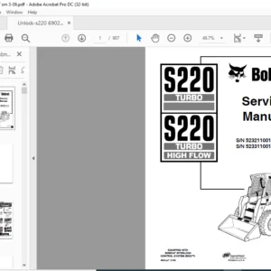 Bobcat S220 Turbo S220 Turbo High Flow Service Manual 6902447 (3-06) - PDF DOWNLOAD