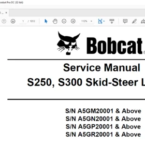 Bobcat S250 S300 Skid-Steer Loader Service Manual 6987039 (2-11) - PDF DOWNLOAD