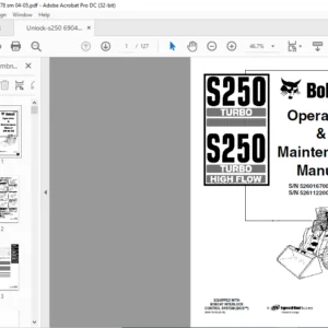 Bobcat S250 Turbo S250 Turbo High Flow Operation & Maintenance Manual 6904178-EN (04-05)