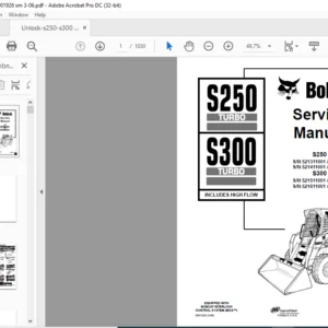 Bobcat S250 Turbo S300 Turbo High Flow Service Manual - PDF DOWNLOAD