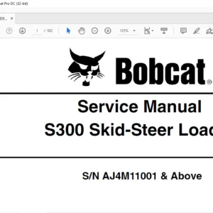 Bobcat S300 Skid-Steer Loader Service Manual 6989455 (9-09) - PDF DOWNLOAD
