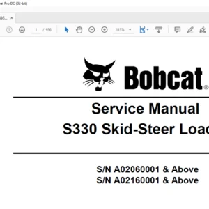 Bobcat S330 Skid-Steer Loader Service Manual 6986681 (3-09) - PDF DOWNLOAD