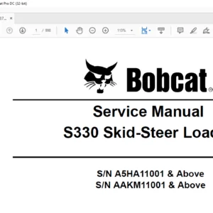 Bobcat S330 Skid-Steer Loader Service Manual 6987040 (5-11) - PDF DOWNLOAD