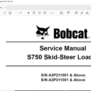 Bobcat S750 Skid-Steer Loader Service Manual 6989464 (12-10) - PDF DOWNLOAD