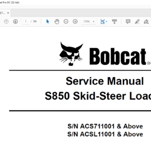 Bobcat S850 Skid-Steer Loader Service Manual 6987479 (9-10) - PDF DOWNLOAD