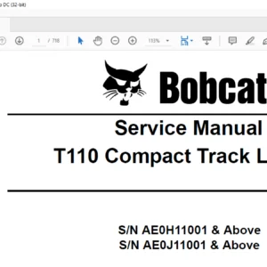 Bobcat T110 Compact Track Loader Service Manual 6904979 (4-11) - PDF DOWNLOAD