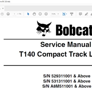 Bobcat T140 Compact Track Loader Service Manual 6904150 (7-09) - PDF DOWNLOAD