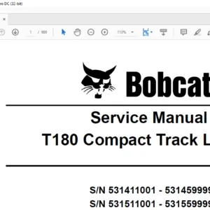 Bobcat T180 Compact Track Loader Service Manual 6904142 (11-10) - PDF DOWNLOAD