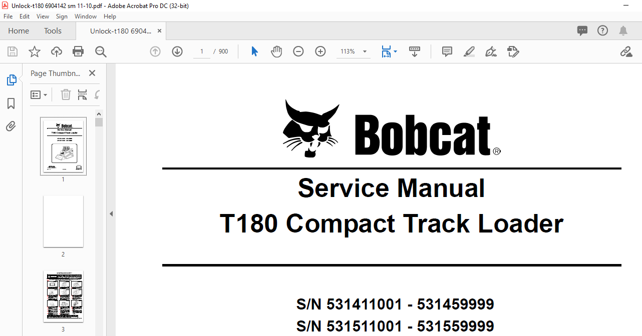 Bobcat T180 Compact Track Loader Service Manual 6904142 11 10 Pdf Download Heydownloads 2032