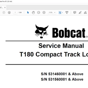 Bobcat T180 Compact Track Loader Service Manual 6987042 (11-10) - PDF DOWNLOAD