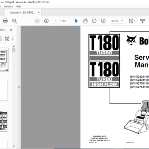 Bobcat T180 Turbo T180 Turbo High Flow Service Manual 6902502 (7-09) - PDF DOWNLOAD