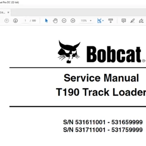 Bobcat T190 Track Loader Service Manual 6904146 (8-09) - PDF DOWNLOAD