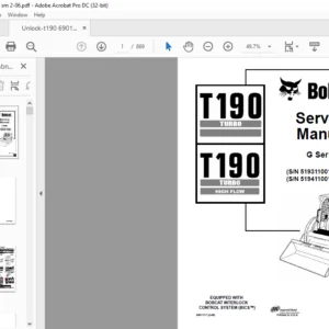 Bobcat T190 Turbo T190 Turbo High Flow G Series Service Manual 6901117 (2-06) - PDF DOWNLOAD