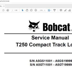 Bobcat T250 Compact Track Loader Service Manual 6986682 (3-09) - PDF DOWNLOAD