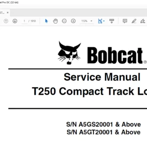 Bobcat T250 Compact Track Loader Service Manual 6987044 (6-10) - PDF DOWNLOAD