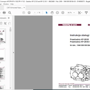 CAT Armored Face Conveyo  Przekładnia KP-25/30 Przekładnia KP-25/30.1 Instrukcja obsługi - PDF DOWNLOAD (Polish)
