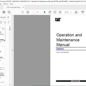 CAT Armored Face Conveyor Gearbox K-10 / K-10.1Operation & Maintenance Manual - PDF DOWNLOAD