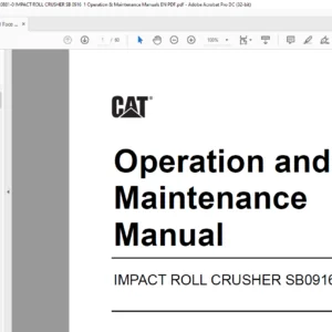 CAT Armored Face Conveyor Impact roll crusher SB 0916 Hillsboro II Operation & Maintenance Manual - PDF DOWNLOAD