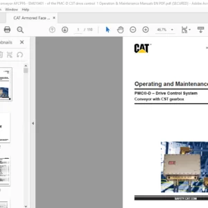 CAT Armored Face Conveyor PCM-D- Drive Control System Conveyor with CST gearbox Operation & Maintenance Manual