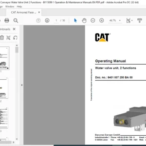 CAT Armored Face Conveyor Water valve unit 2 functions Operation & Maintenance Manual  - PDF DOWNLOAD